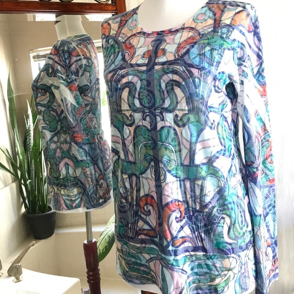 Laura Ashley stained-window colored top